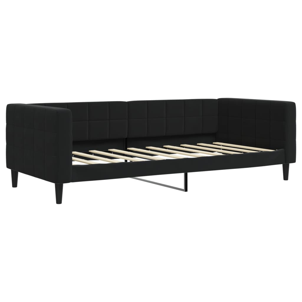 Day Bed without Mattress Black 90x190 cm Velvet