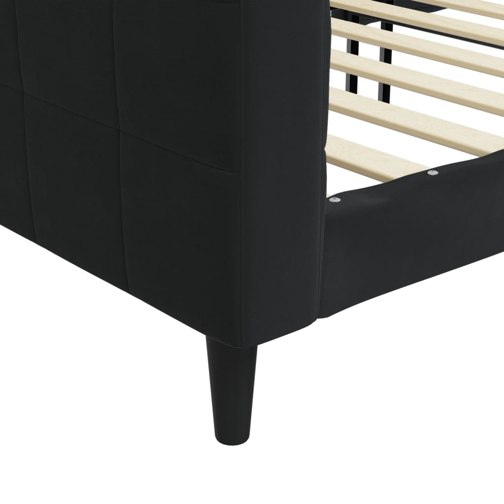 Day Bed without Mattress Black 90x190 cm Velvet