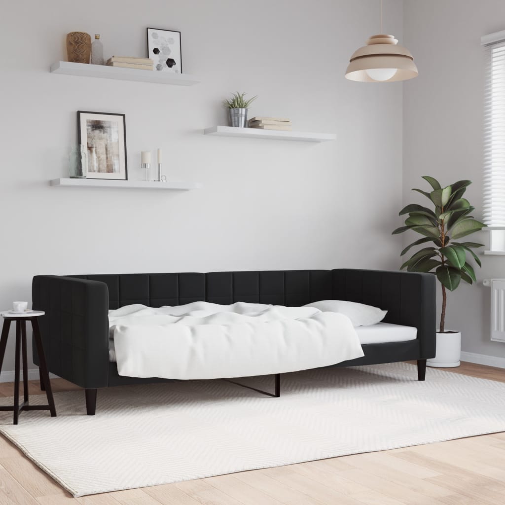 Day Bed without Mattress Black 90x190 cm Velvet