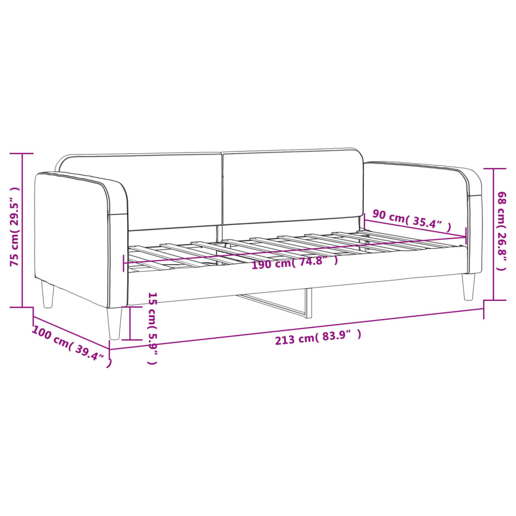 Day Bed without Mattress Light Grey 90x190 cm Fabric