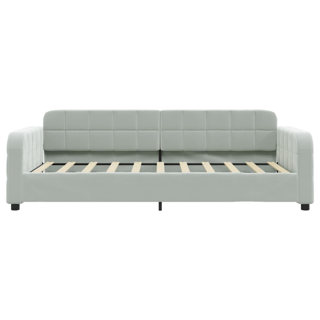 Day Bed without Mattress Light Grey 90x190 cm Velvet