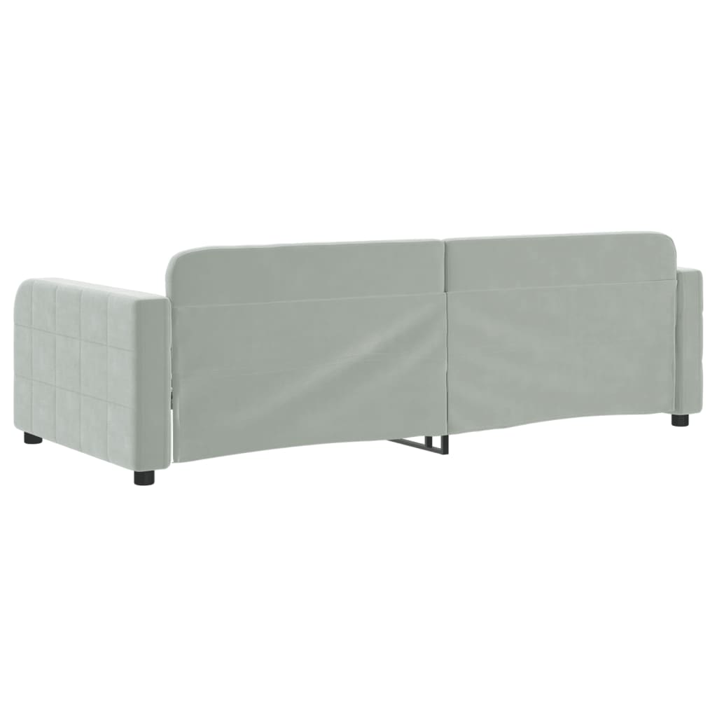 Day Bed without Mattress Light Grey 90x190 cm Velvet