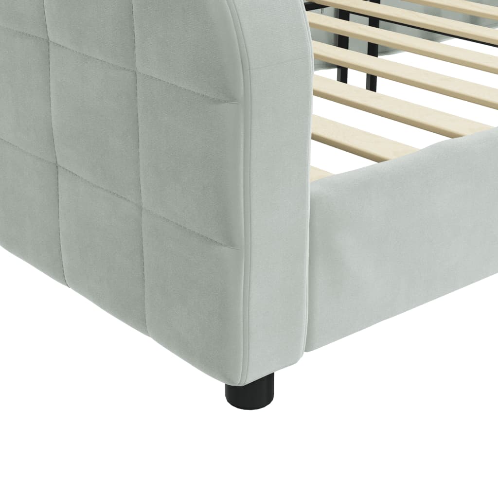 Day Bed without Mattress Light Grey 90x190 cm Velvet
