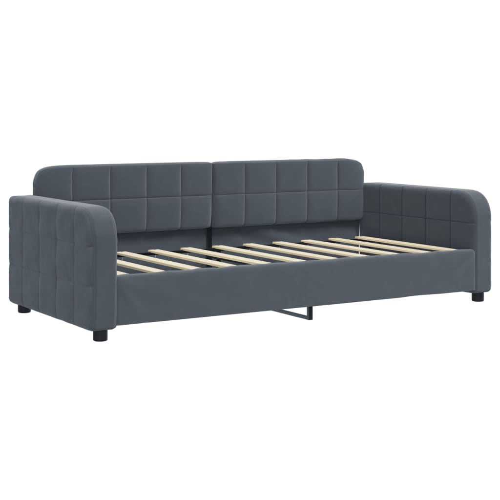Day Bed without Mattress Dark Grey 90x190 cm Velvet