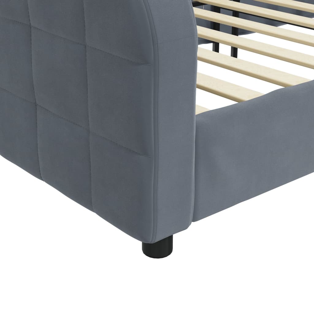 Day Bed without Mattress Dark Grey 90x190 cm Velvet