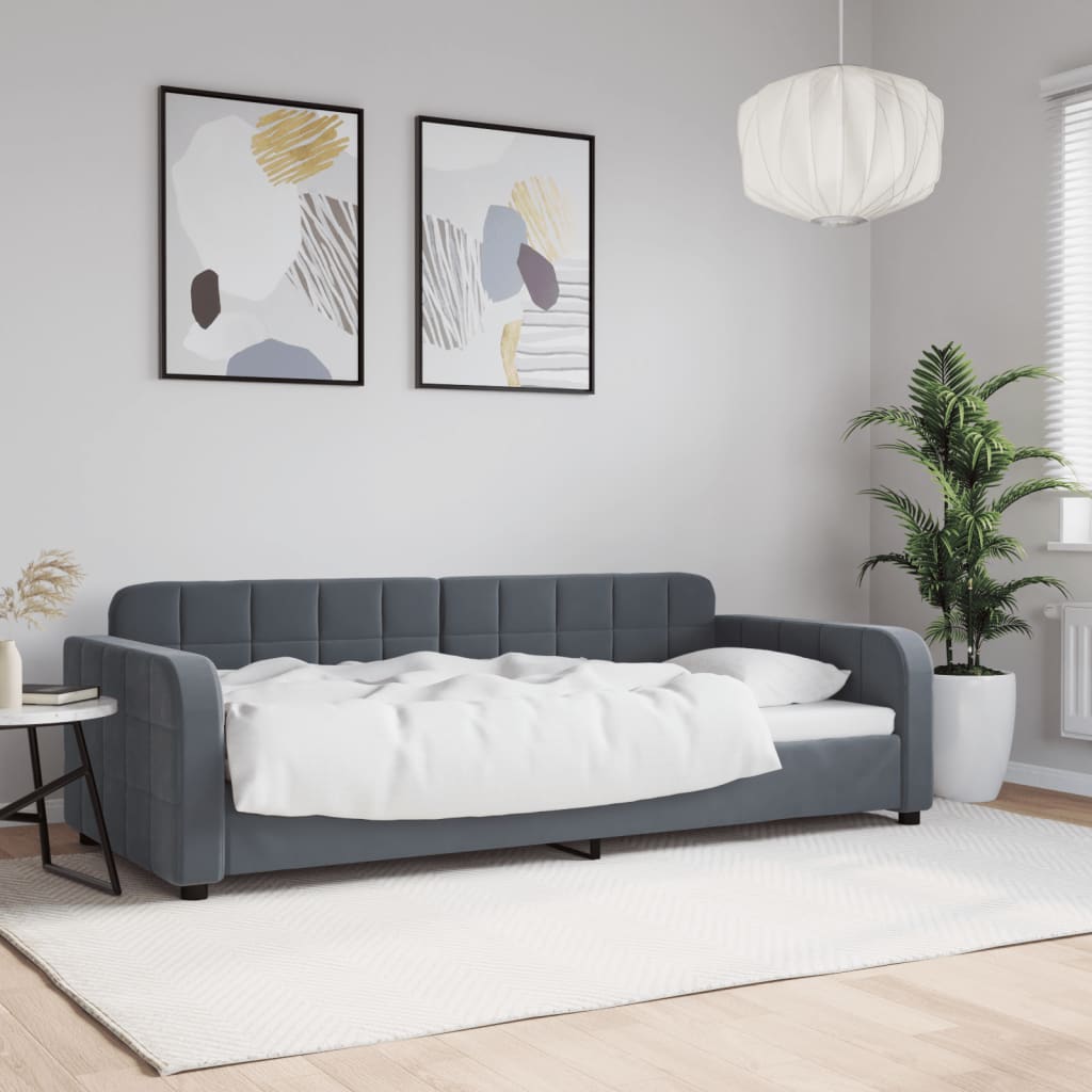Day Bed without Mattress Dark Grey 90x190 cm Velvet