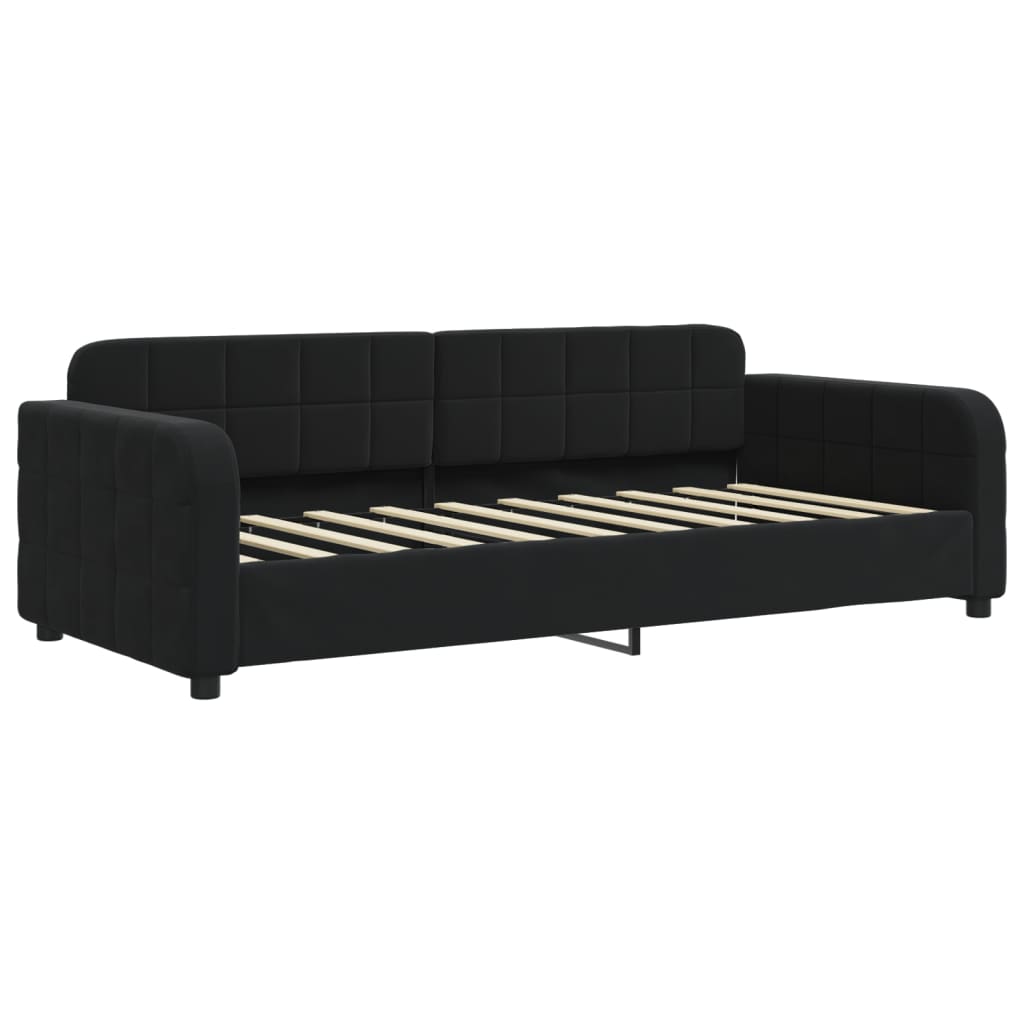 Day Bed without Mattress Black 90x190 cm Velvet