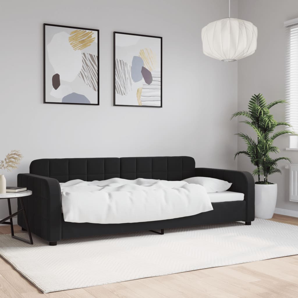 Day Bed without Mattress Black 90x190 cm Velvet