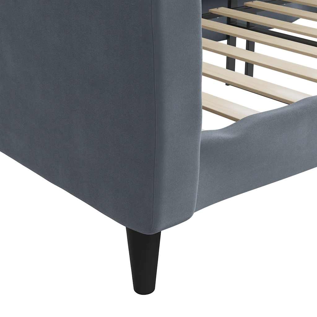 Day Bed without Mattress Dark Grey 90x190 cm Velvet