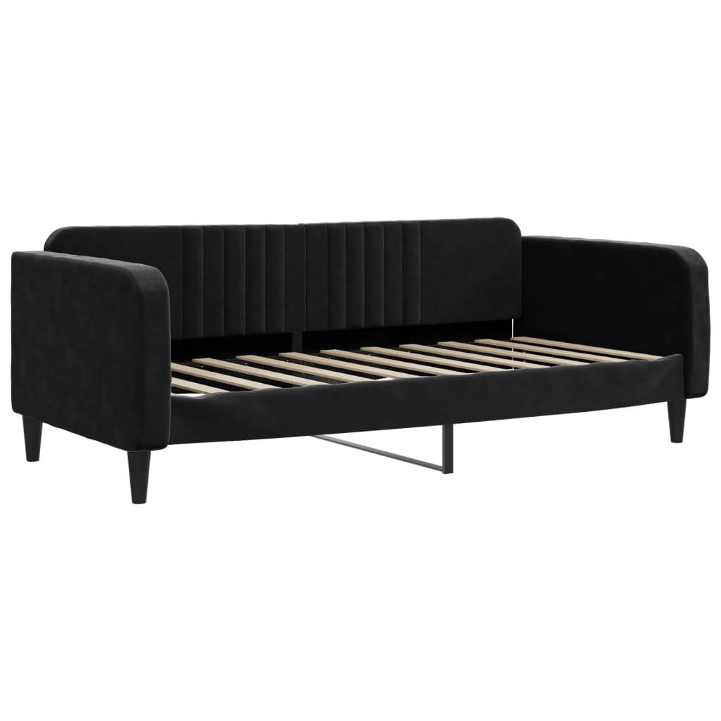 Day Bed without Mattress Black 90x190 cm Velvet