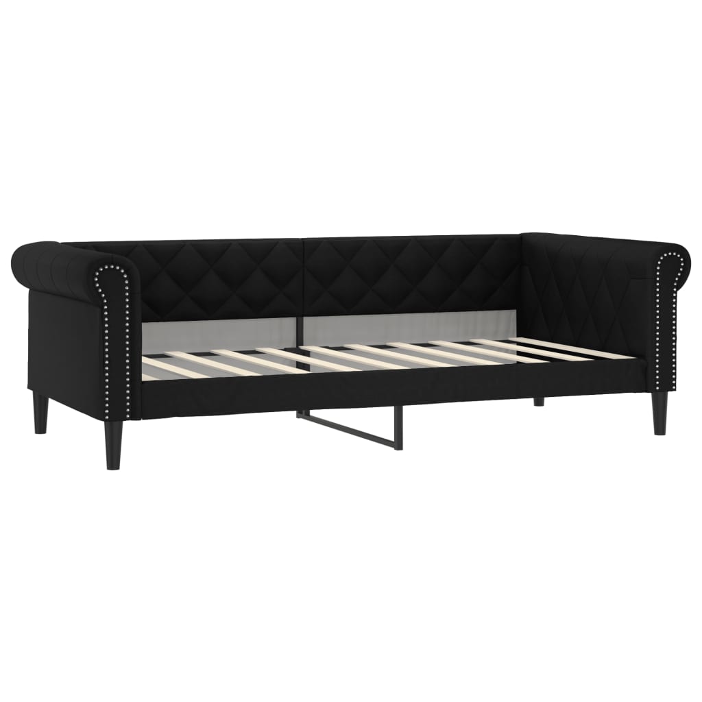 Day Bed without Mattress Black 90x190 cm Faux Leather