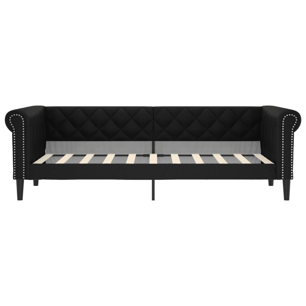 Day Bed without Mattress Black 90x190 cm Faux Leather