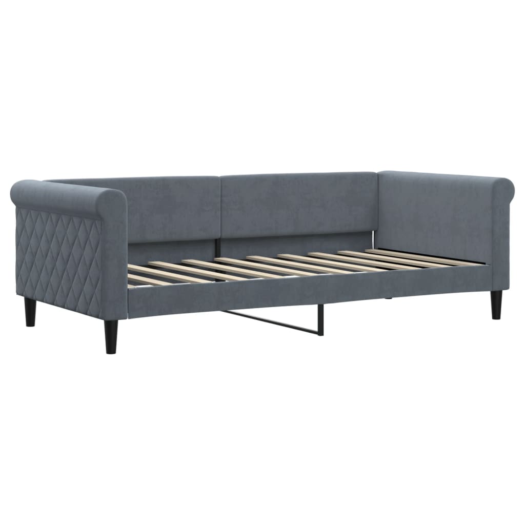 Day Bed without Mattress Dark Grey 90x190 cm Velvet