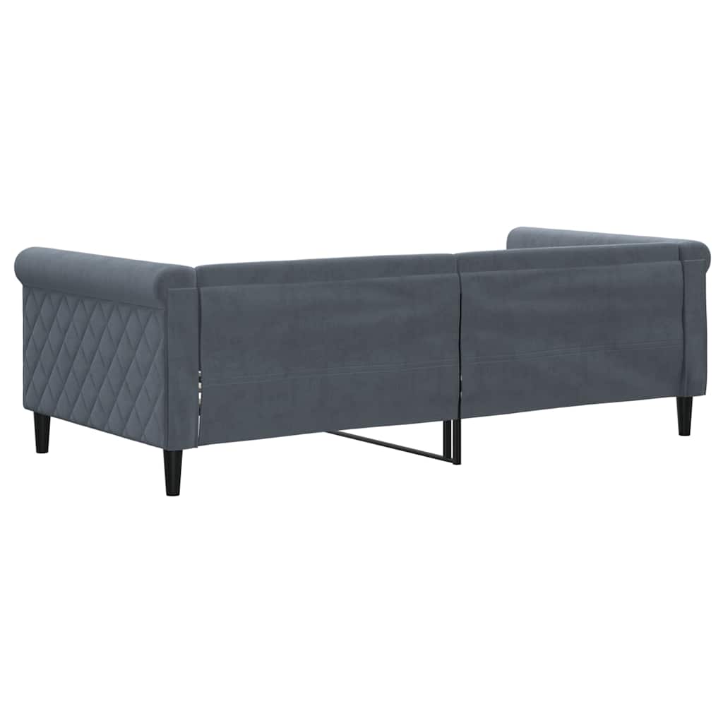 Day Bed without Mattress Dark Grey 90x190 cm Velvet