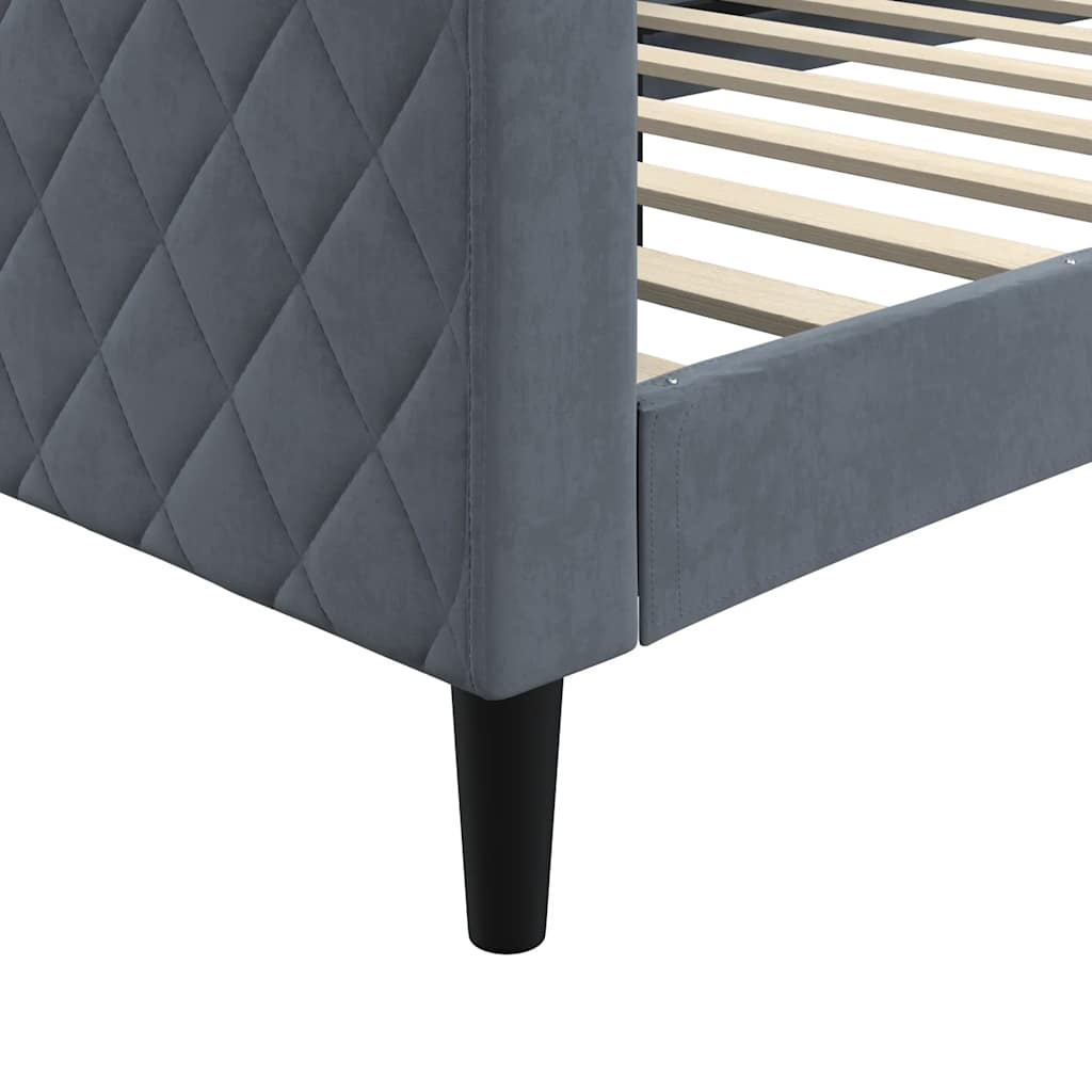 Day Bed without Mattress Dark Grey 90x190 cm Velvet