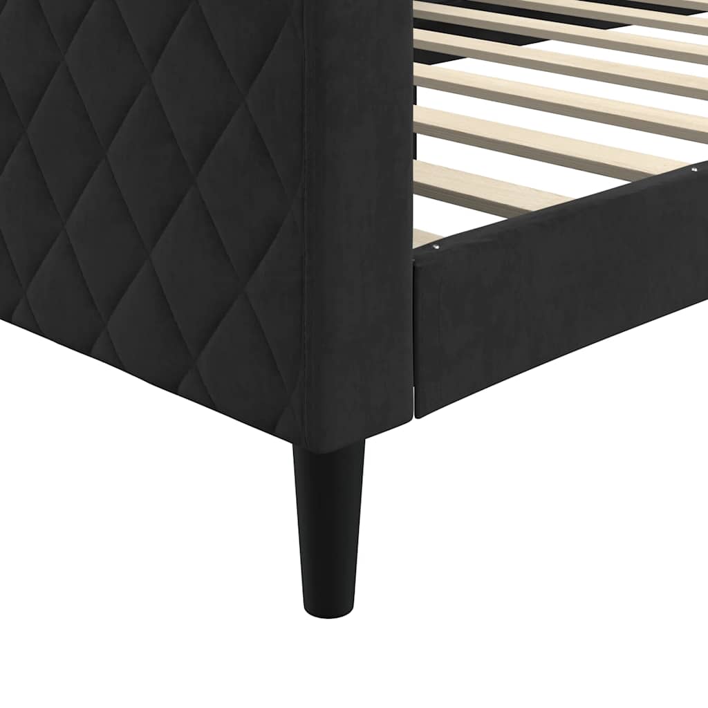 Day Bed without Mattress Black 90x190 cm Velvet