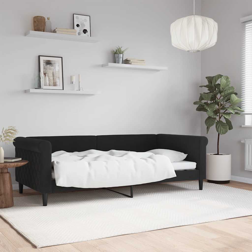 Day Bed without Mattress Black 90x190 cm Velvet