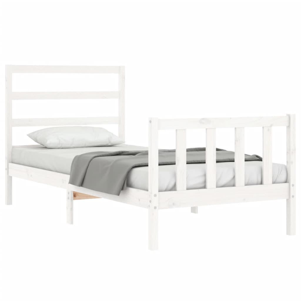 Bed Frame without Mattress White 90x190 cm Solid Wood Pine