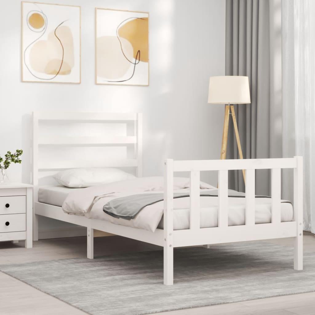 Bed Frame without Mattress White 90x190 cm Solid Wood Pine