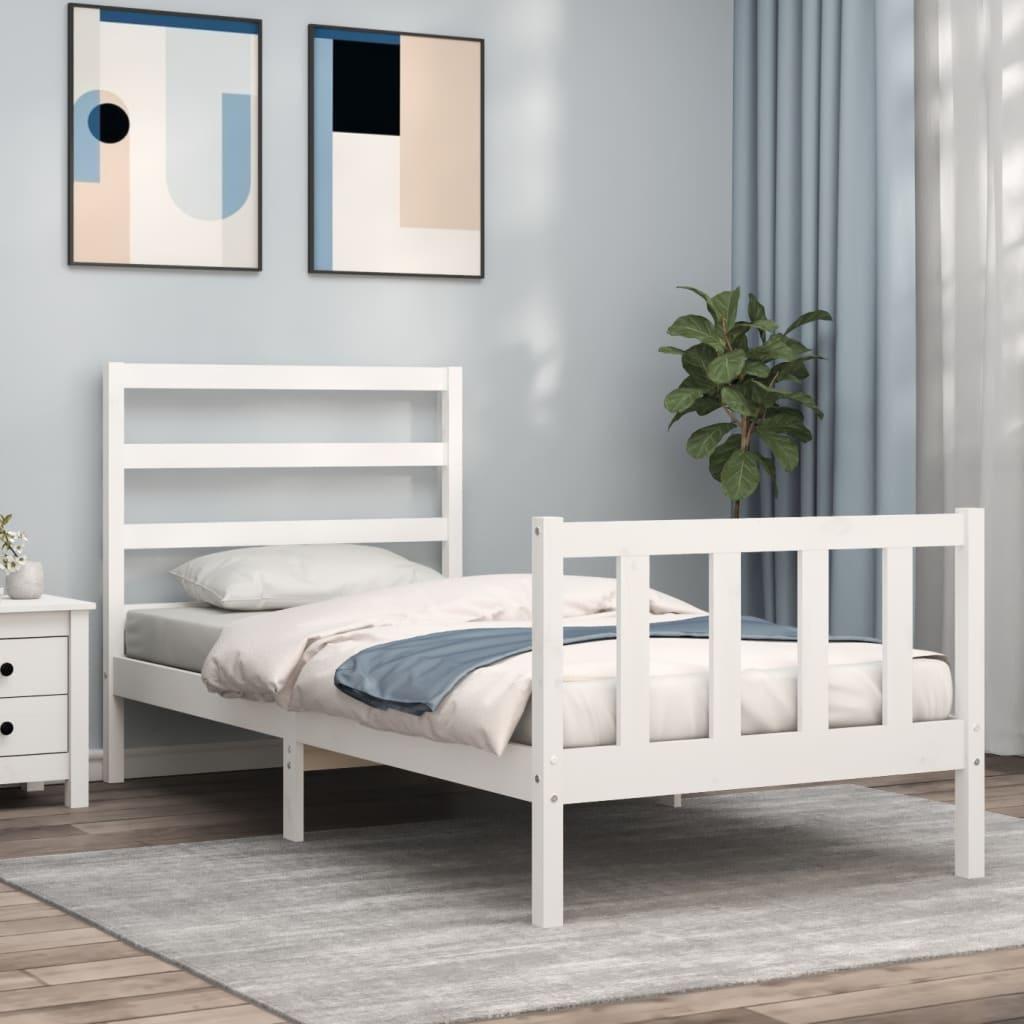 Bed Frame without Mattress White 90x190 cm Solid Wood Pine