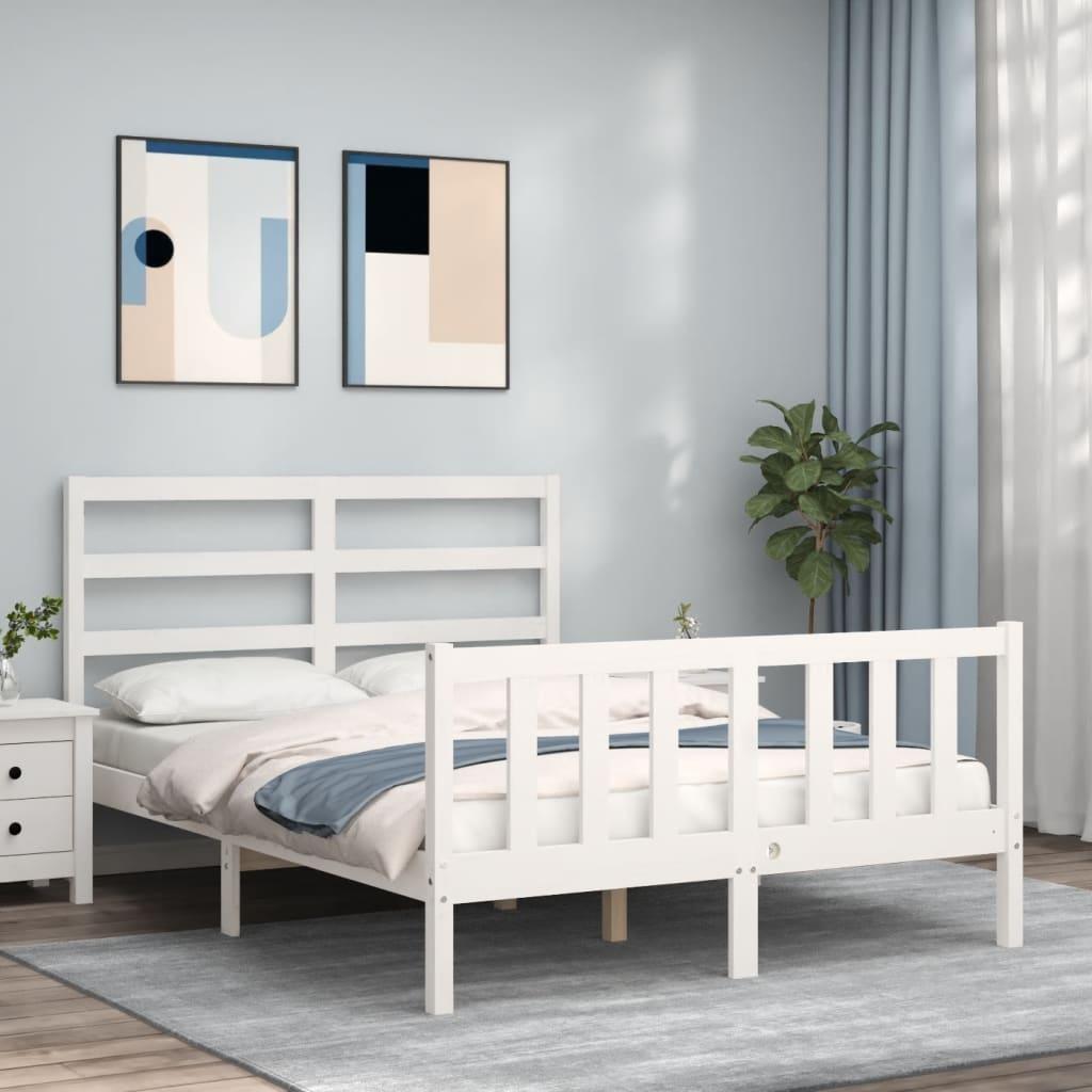 Bed Frame without Mattress White 135x190 cm Solid Wood Pine