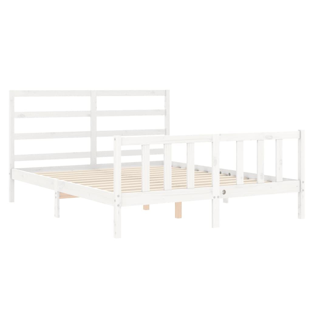 Bed Frame without Mattress White 150x200 cm Solid Wood Pine