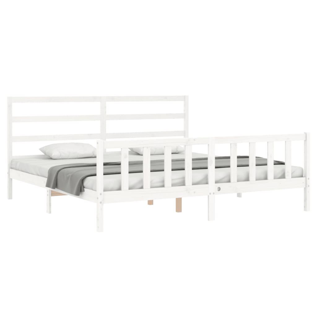 Bed Frame without Mattress White 183x203 cm King Solid Wood Pine