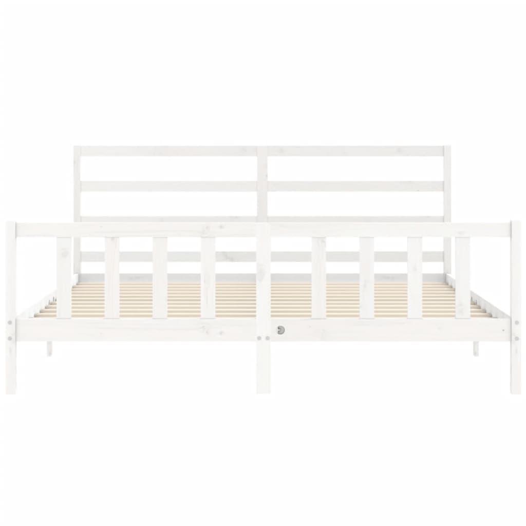 Bed Frame without Mattress White 183x203 cm King Solid Wood Pine