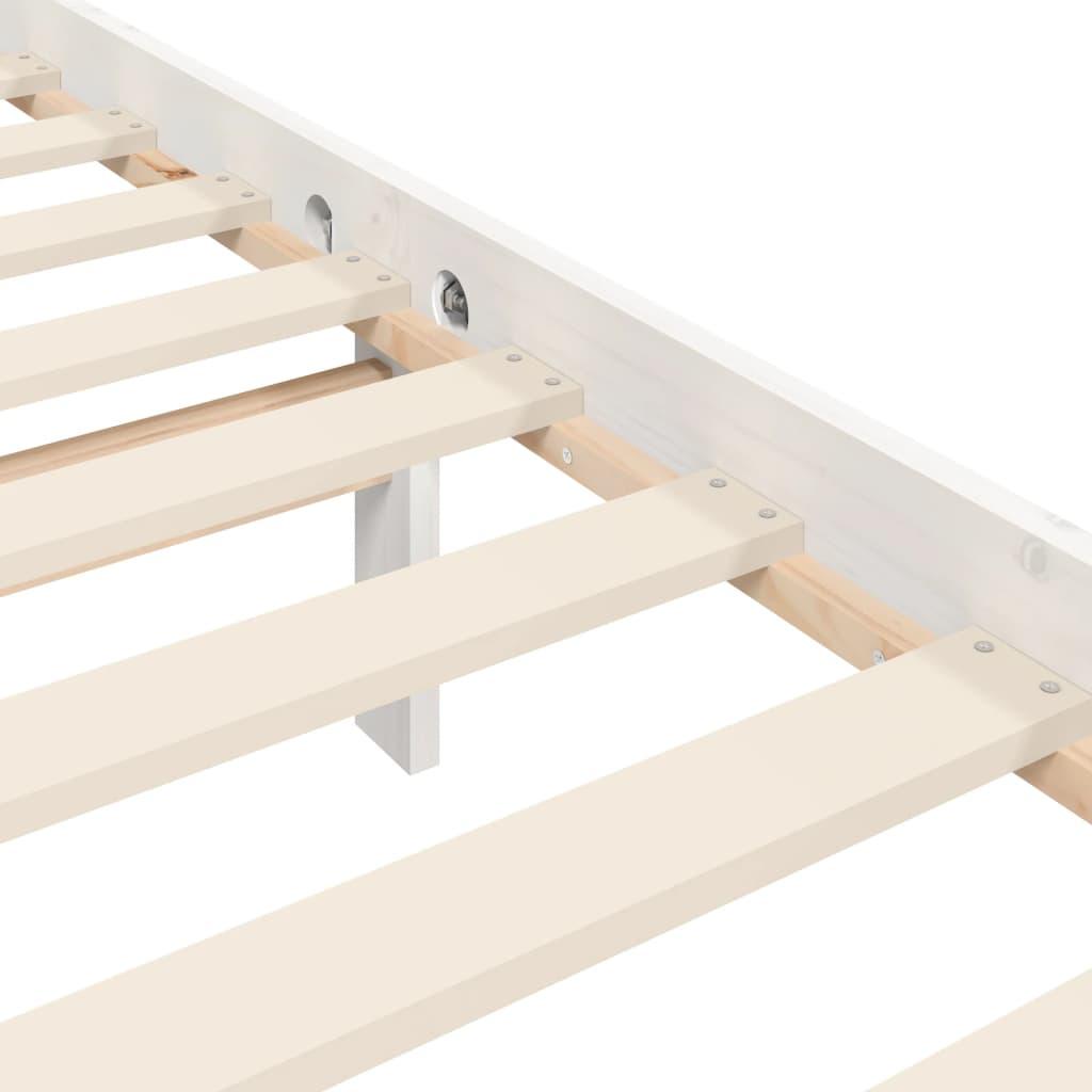 Bed Frame without Mattress White 183x203 cm King Solid Wood Pine