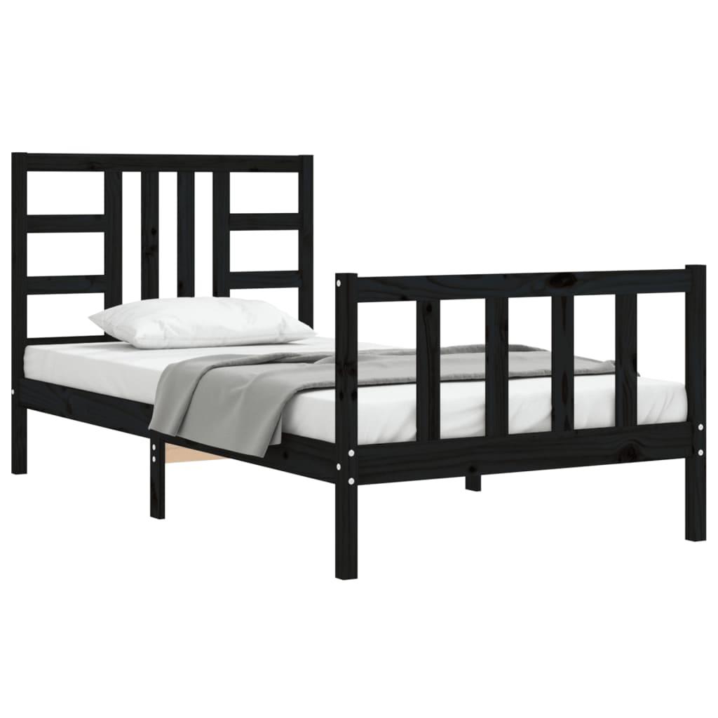 Bed Frame without Mattress Black 90x190 cm Solid Wood Pine