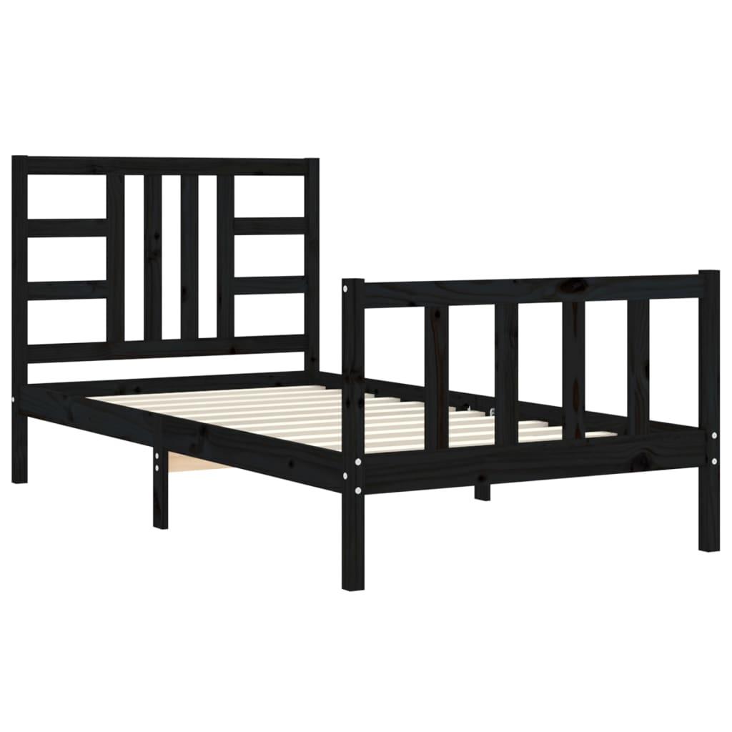 Bed Frame without Mattress Black 90x190 cm Solid Wood Pine