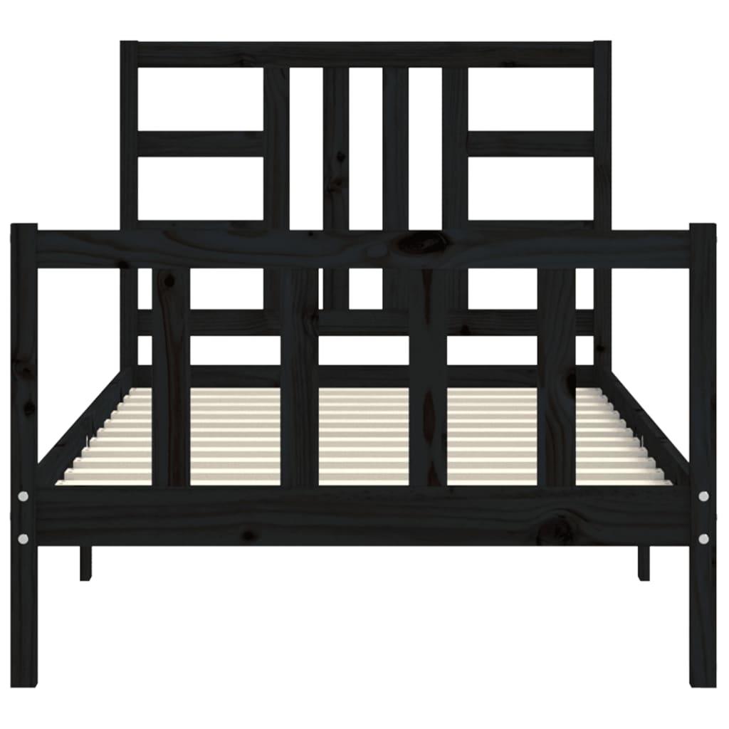 Bed Frame without Mattress Black 90x190 cm Solid Wood Pine