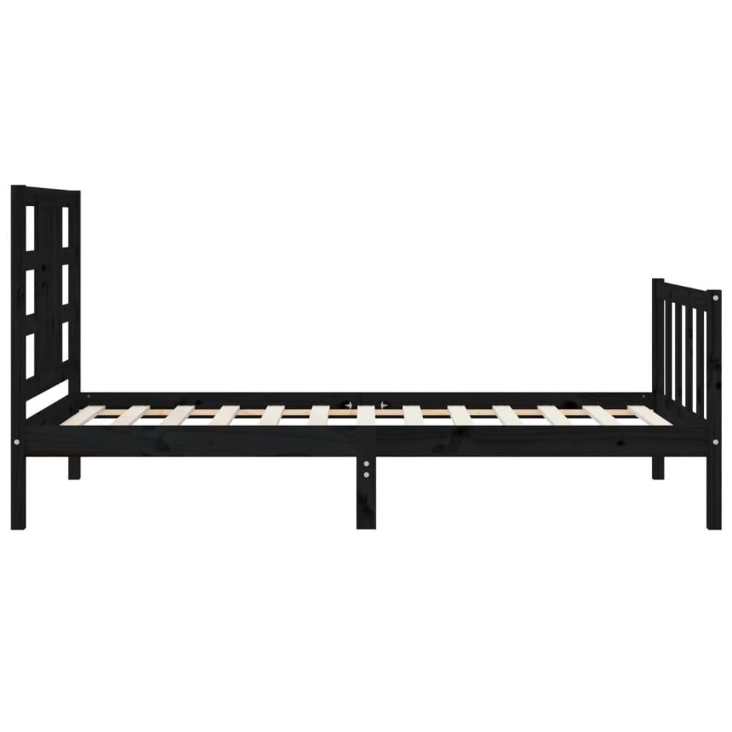 Bed Frame without Mattress Black 90x190 cm Solid Wood Pine