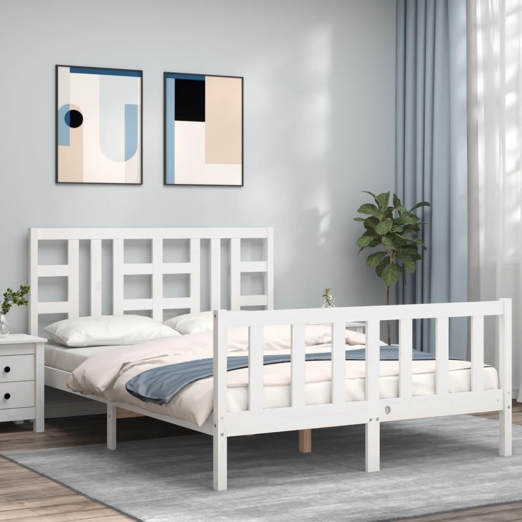 Bed Frame without Mattress White 135x190 cm Solid Wood Pine