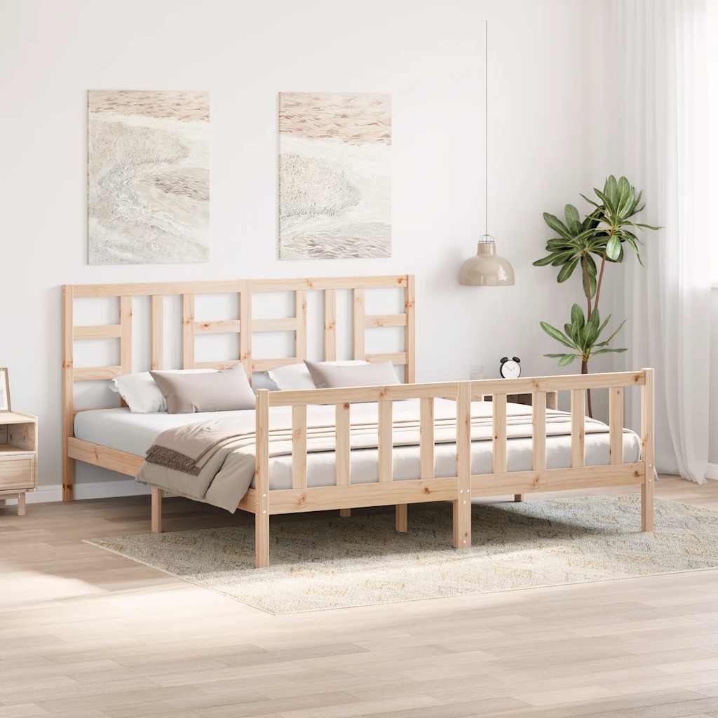 Bed Frame without Mattress 183x203 cm King Solid Wood Pine