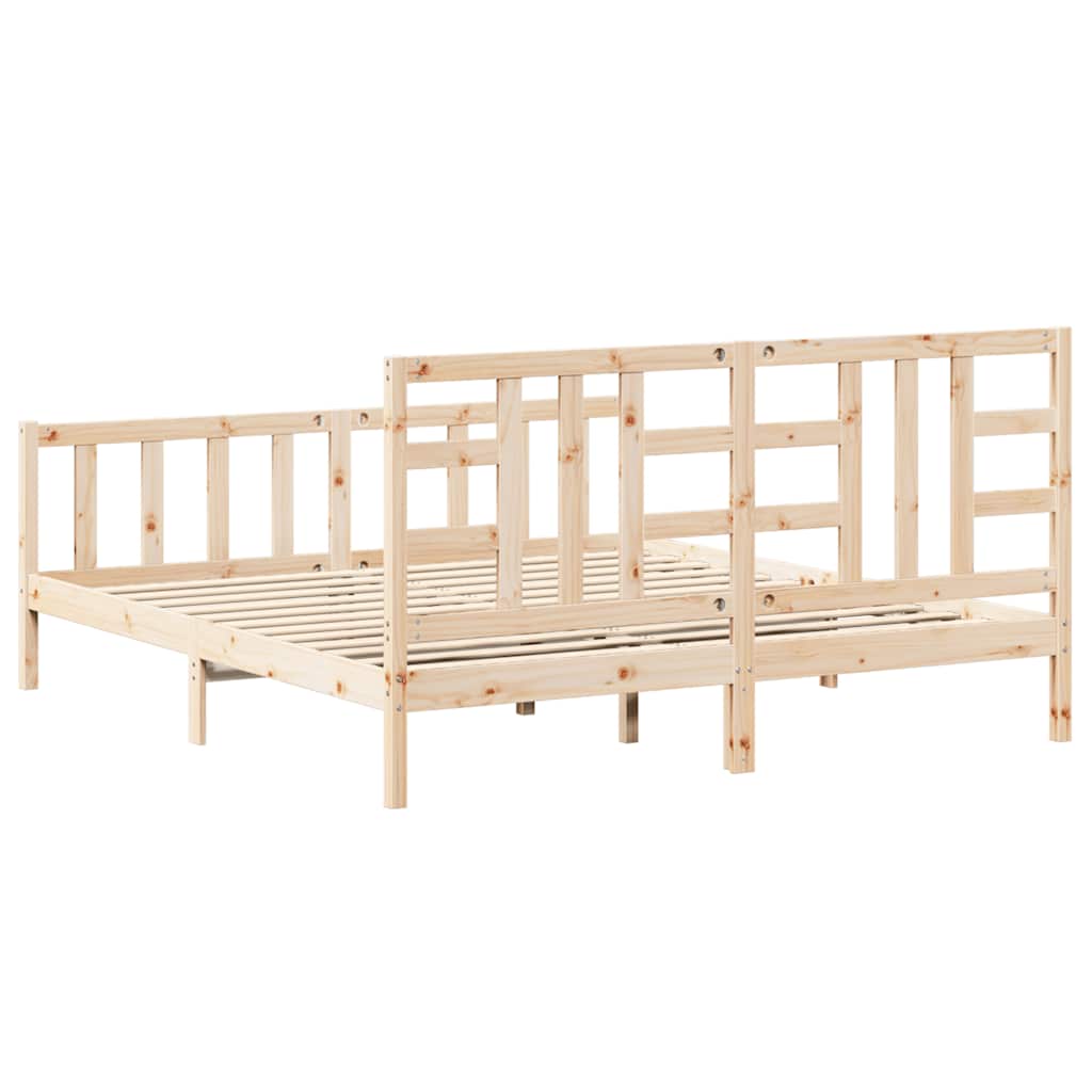 Bed Frame without Mattress 183x203 cm King Solid Wood Pine
