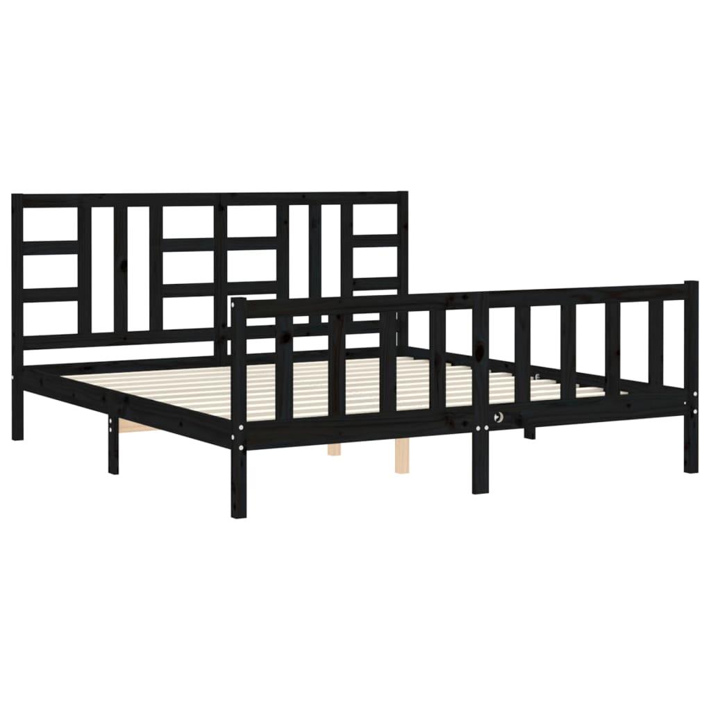 Bed Frame without Mattress Black 183x203 cm King Solid Wood Pine