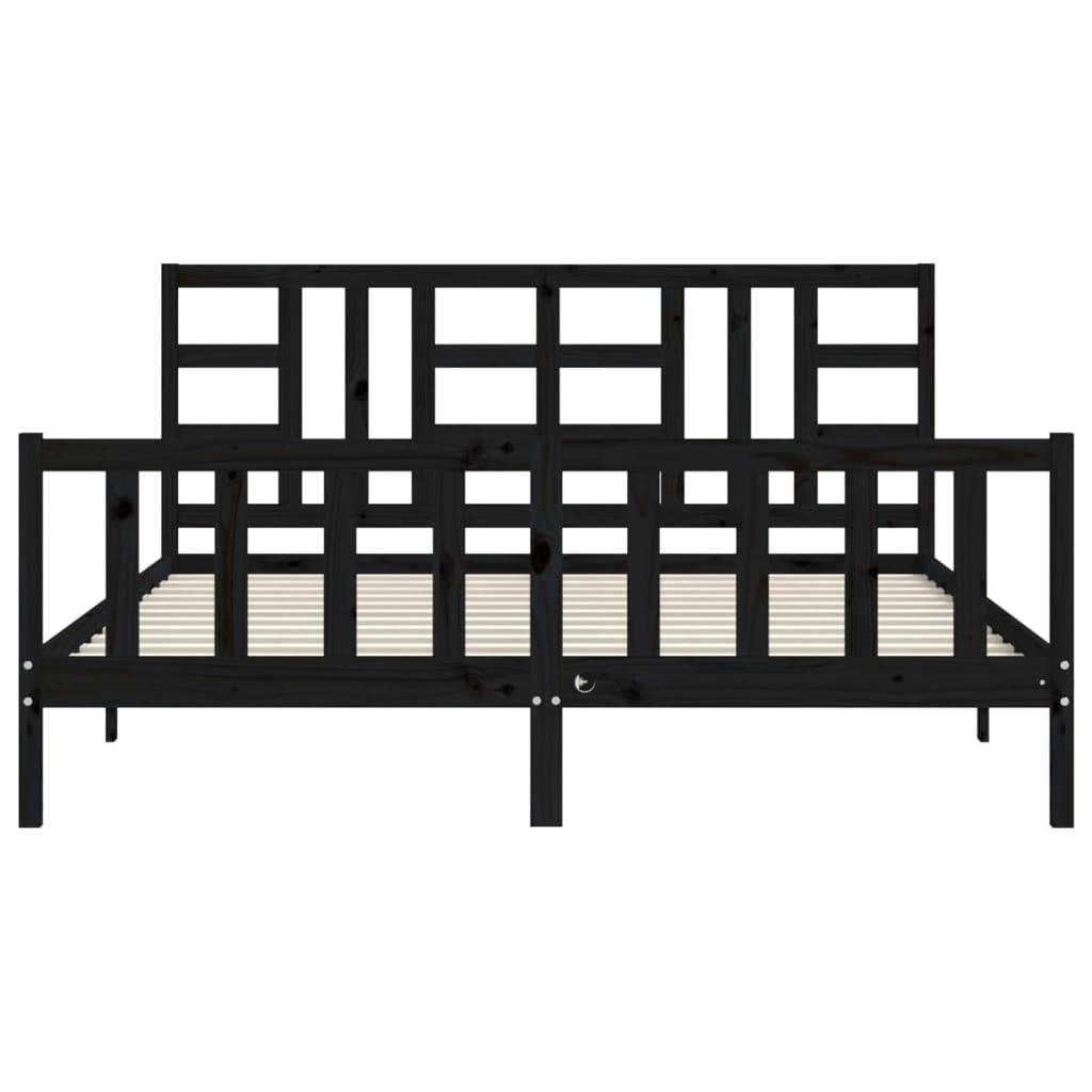 Bed Frame without Mattress Black 183x203 cm King Solid Wood Pine