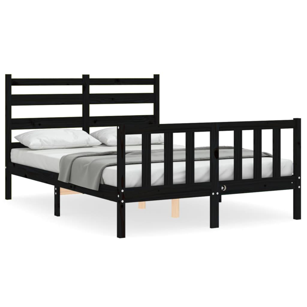 Bed Frame without Mattress Black 135x190 cm Solid Wood Pine