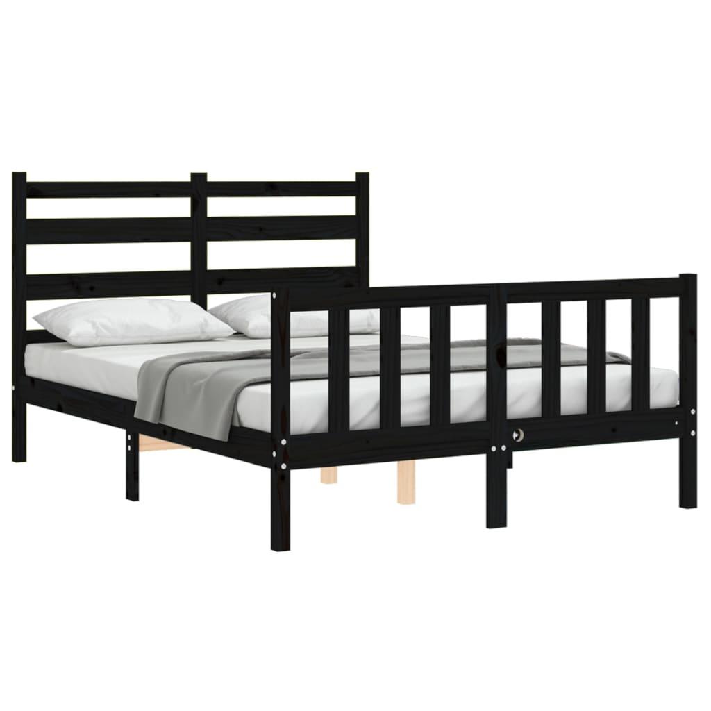 Bed Frame without Mattress Black 135x190 cm Solid Wood Pine