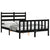 Bed Frame without Mattress Black 135x190 cm Solid Wood Pine