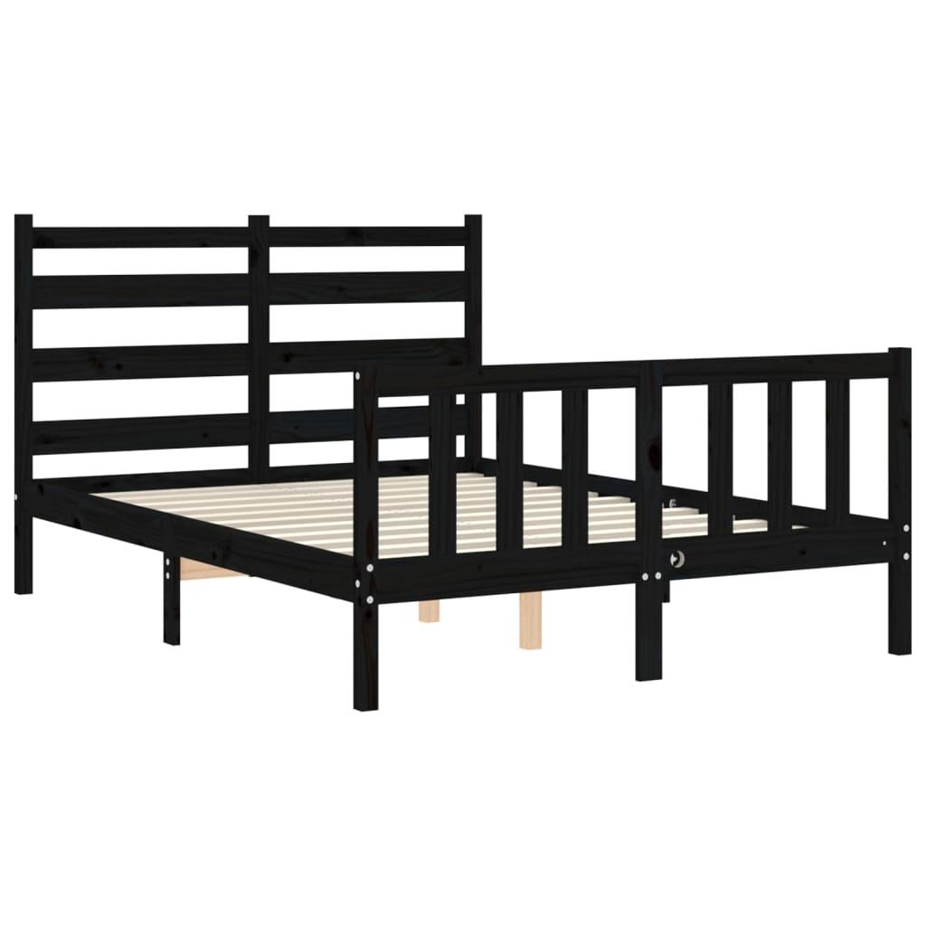 Bed Frame without Mattress Black 135x190 cm Solid Wood Pine