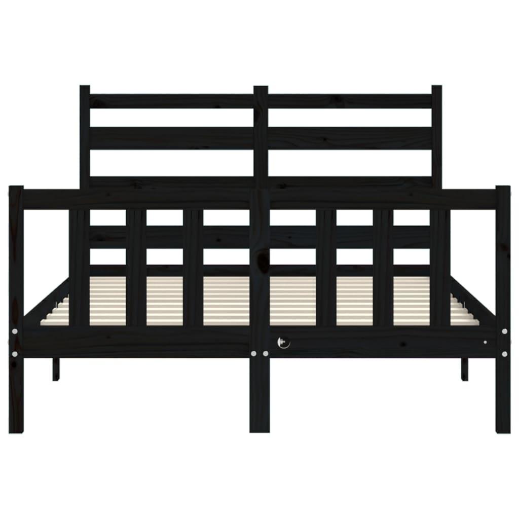 Bed Frame without Mattress Black 135x190 cm Solid Wood Pine