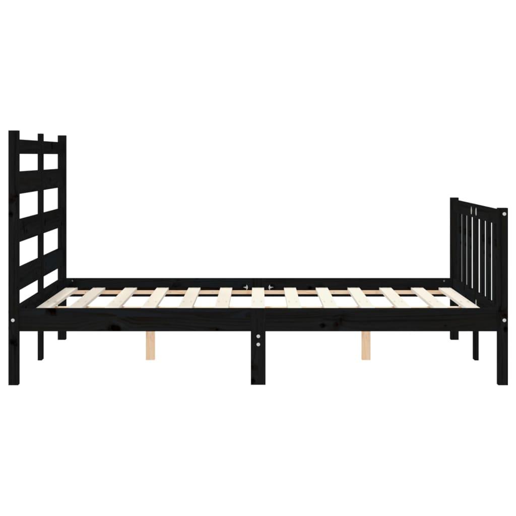 Bed Frame without Mattress Black 135x190 cm Solid Wood Pine