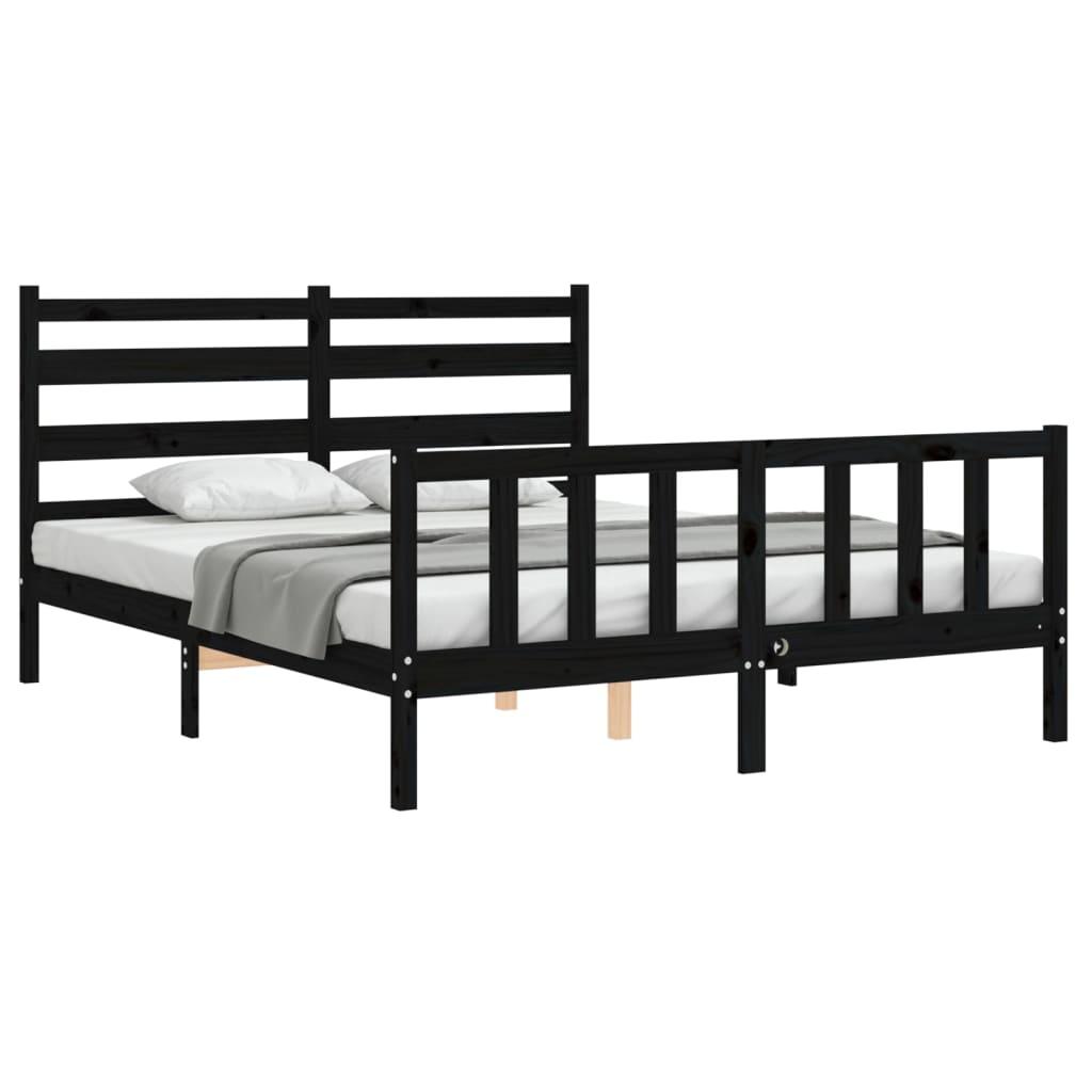 Bed Frame without Mattress Black 150x200 cm Solid Wood Pine