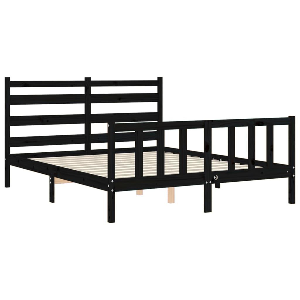 Bed Frame without Mattress Black 150x200 cm Solid Wood Pine