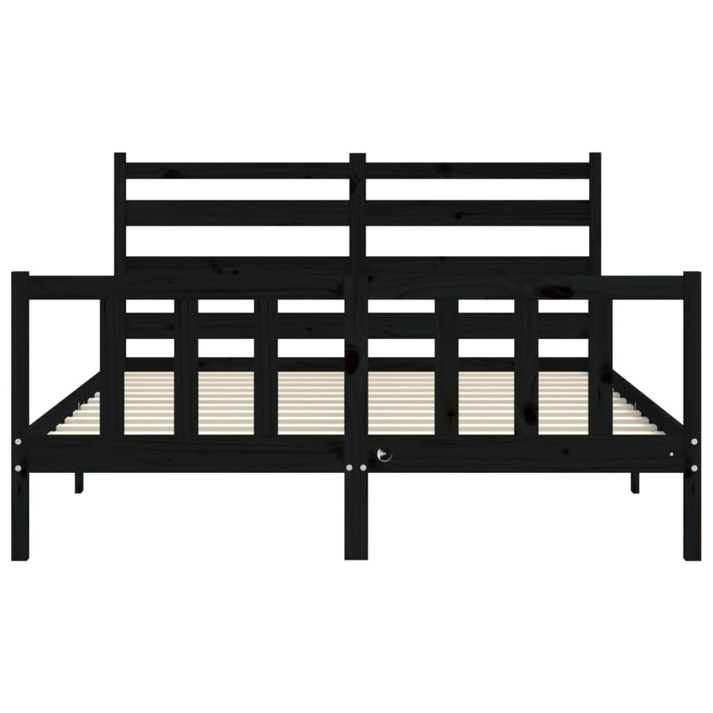 Bed Frame without Mattress Black 150x200 cm Solid Wood Pine