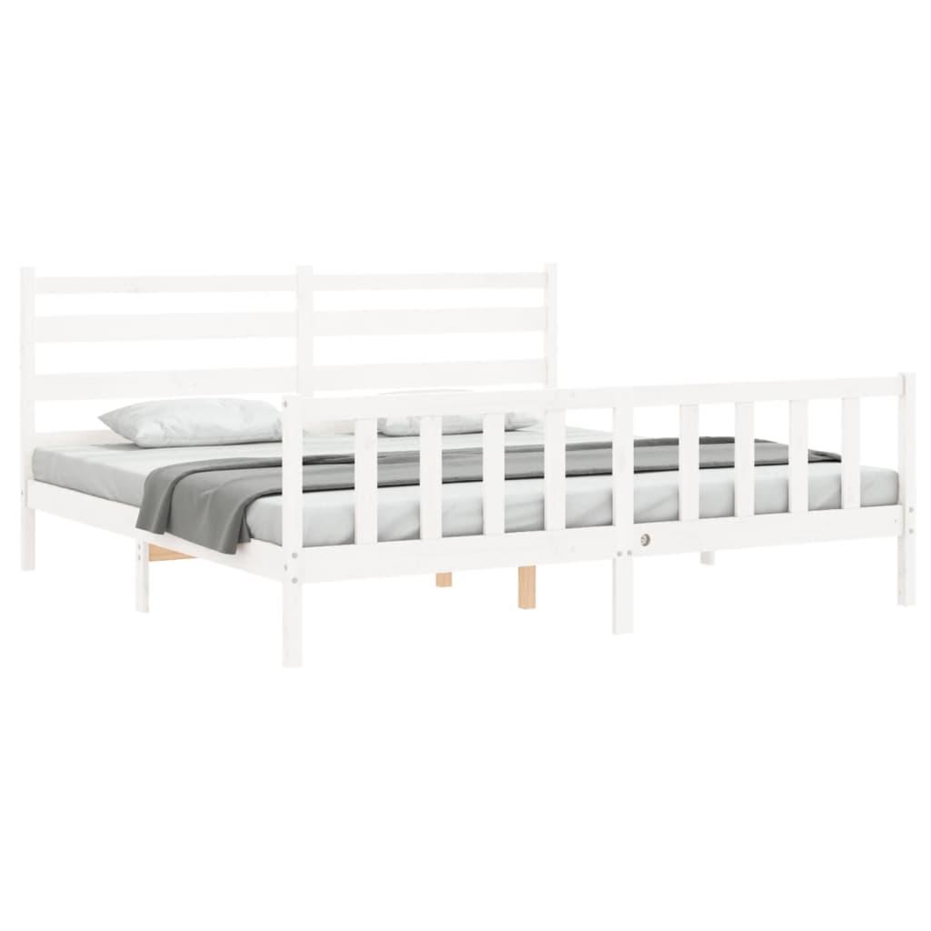 Bed Frame without Mattress White 183x203 cm King Solid Wood Pine