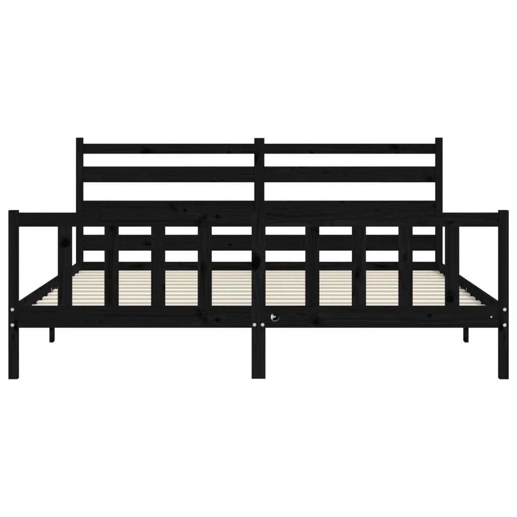 Bed Frame without Mattress Black 183x203 cm King Solid Wood Pine