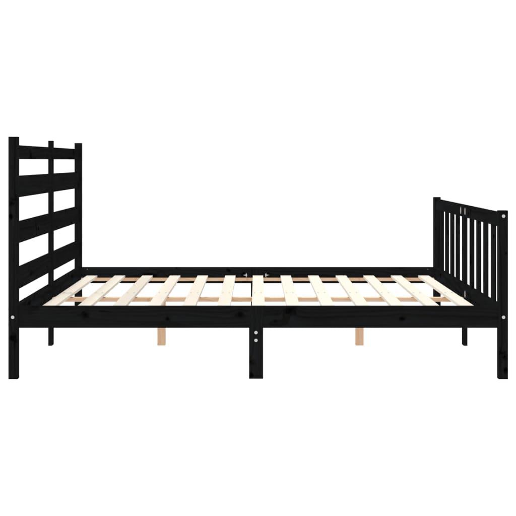 Bed Frame without Mattress Black 183x203 cm King Solid Wood Pine